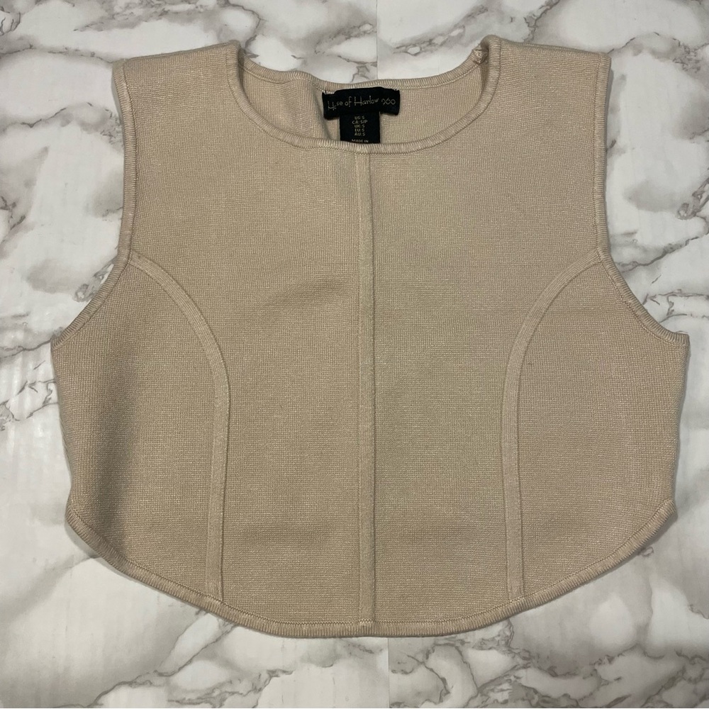 House of Harlow 1960 Sculpt Crop Top in Cream
